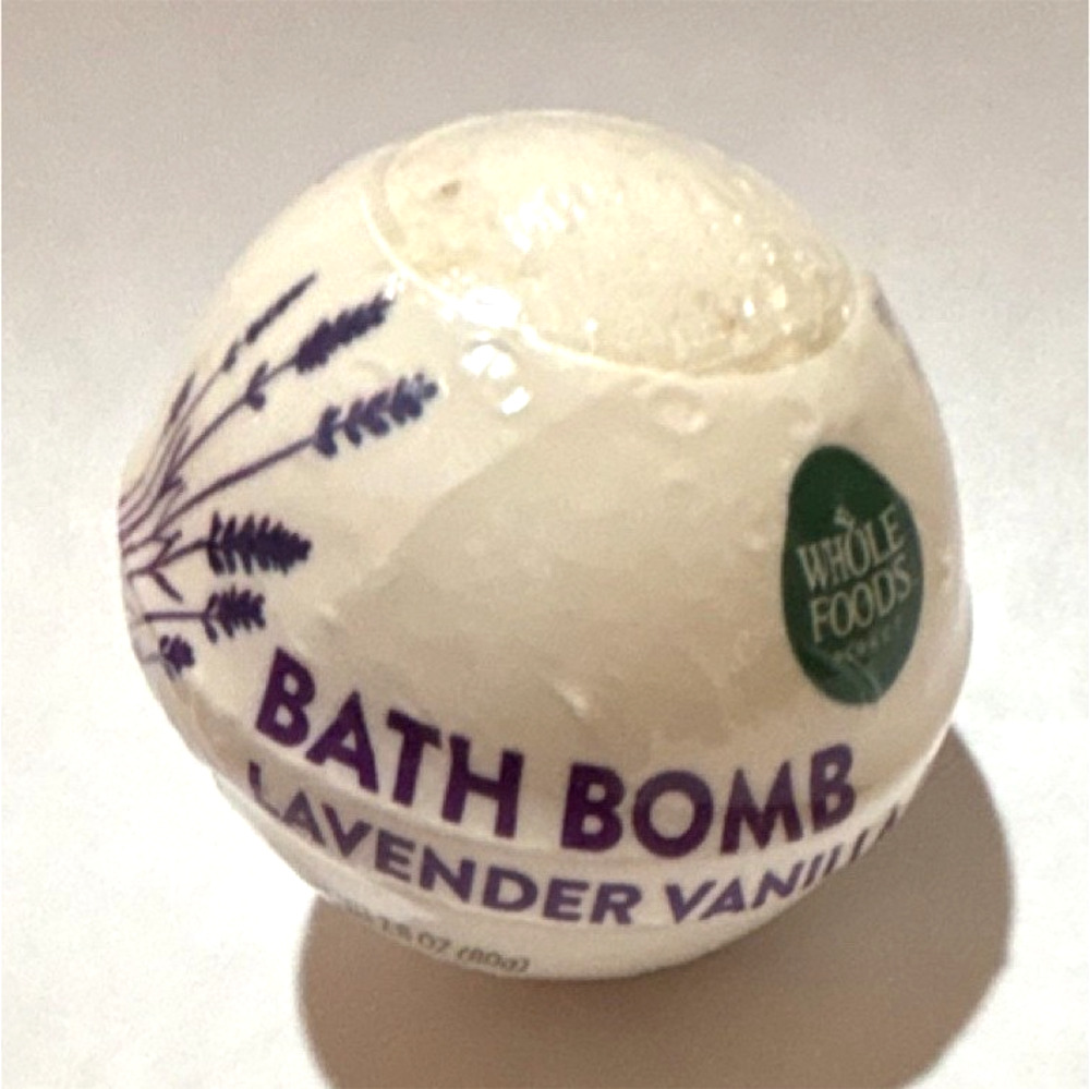 Whole Foods All Natural Lavender Vanilla Bath Bomb White Purple Ball